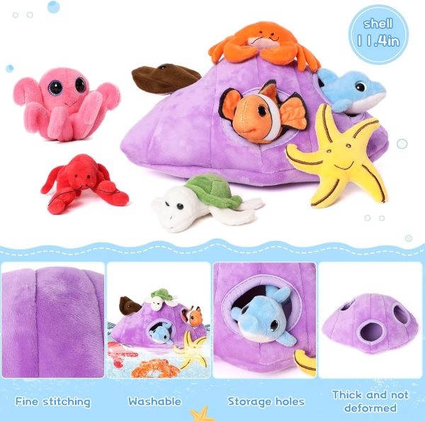 8 Piece Sea Animal Stuffed Toy Set, 11.4 Inches - Image 3