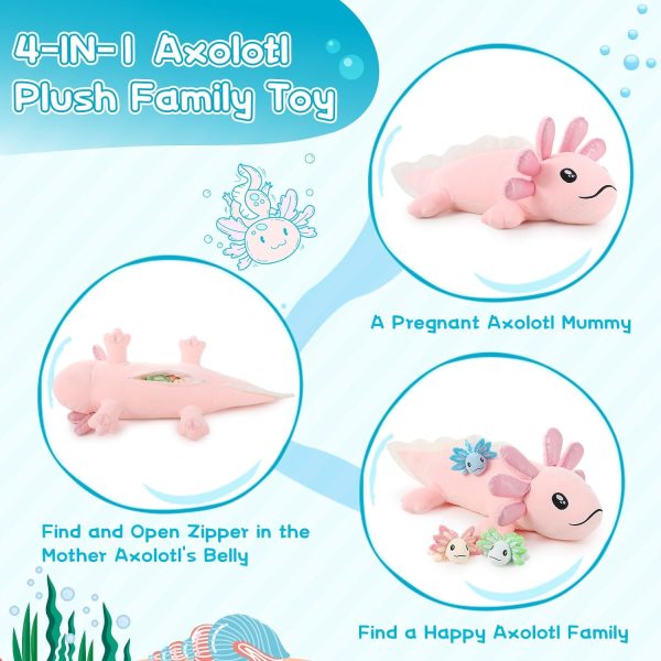 Axolotl Plushie with 3 Babies, 31.5 Inches - Image 3
