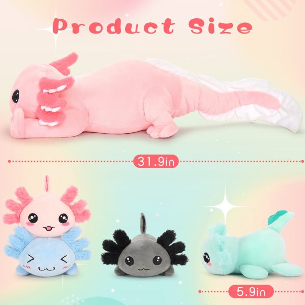 Axolotl Stuffed Animals Salamander Plush Toys, 31 Inches - Image 4