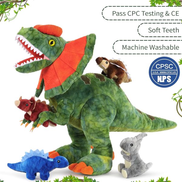 Dilophosaurus Plush Toys Stuffed Dinosaur, 18 Inches - Image 2