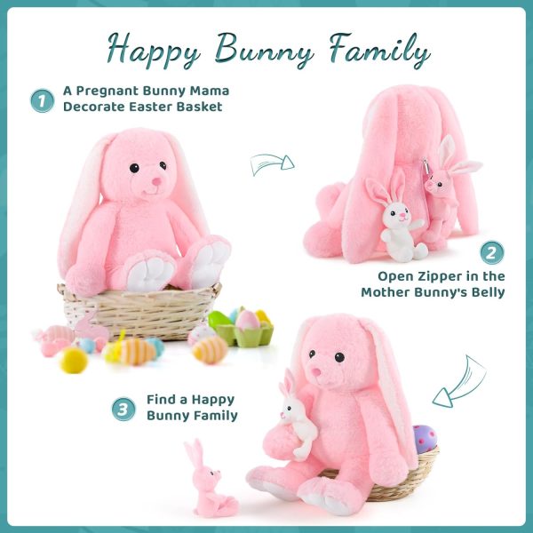 Bunny Plush Toys Rabbit Stuffed Animals, Pink, 20 Inches - Image 3