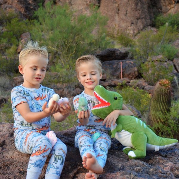 Dinosaur Stuffed Toy with 3 Baby Dinosaurs, Green/Pink/Grey, 23.6 Inches - Image 7