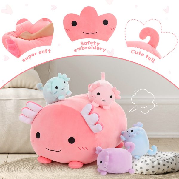 Axolotl Plush Toy Set, Pink, 16.5 Inches - Image 6