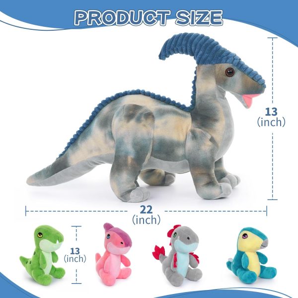 Parasaurolophus Dinosaur Plush Toy Set, 22 Inches - Image 4