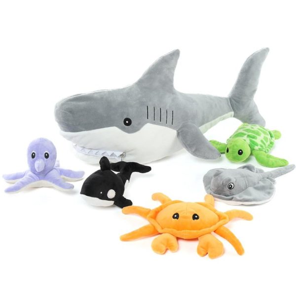 White Shark with 5 Little Sea Creatures, 23 Inches