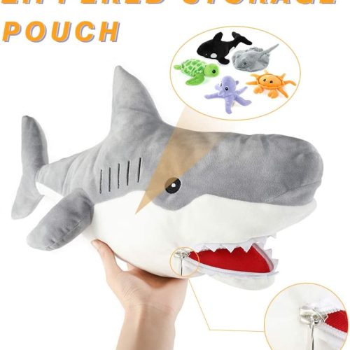 White Shark with 5 Little Sea Creatures, 23 Inches - Image 4