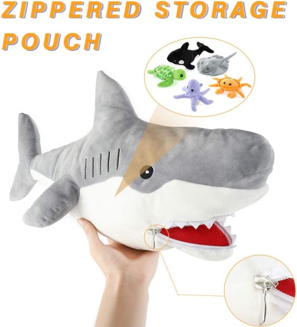 White Shark with 5 Little Sea Creatures, 23 Inches - Image 4