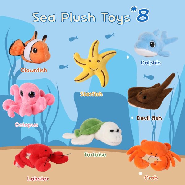 8 Piece Sea Animal Stuffed Toy Set, 11.4 Inches - Image 2